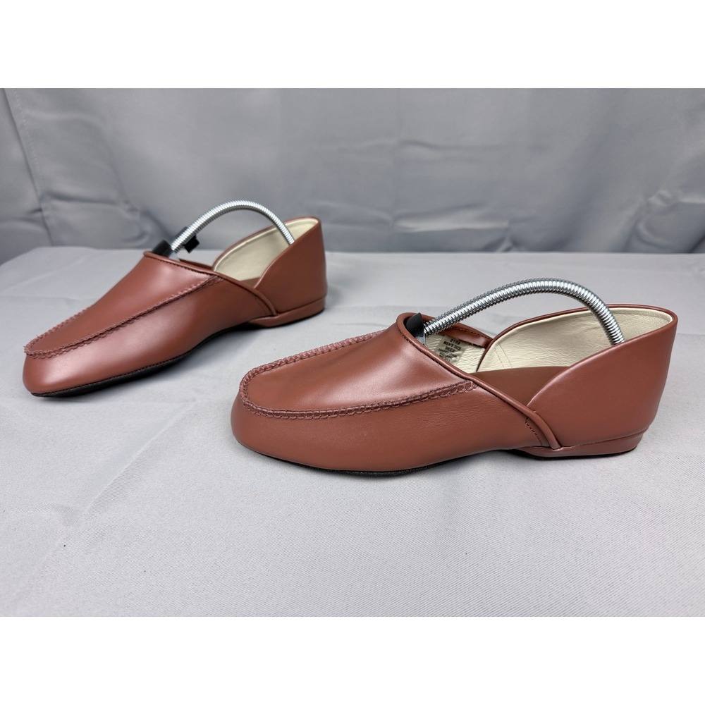 LB Evans 2198 Mens Brown Leather Moc Toe Slip On Slippers House Shoes 9EEE - Picture 4 of 8
